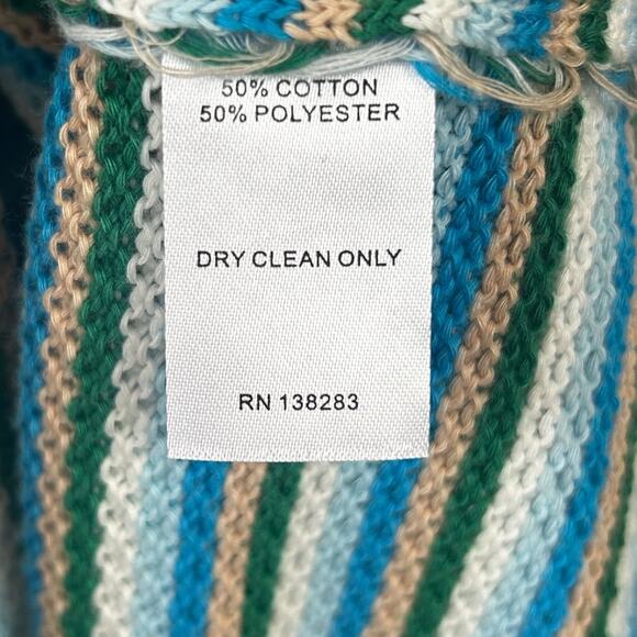 Figue Marley Cropped Sweater in Blue/Green Stripes Large Resortwear Coastal - Picture 8 of 8